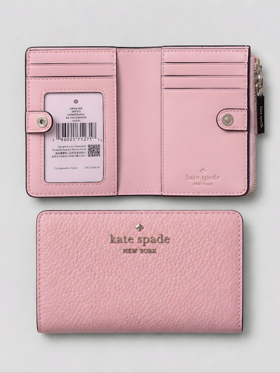 kate spade Handbags - Kate Spade Tutu Pink Pebbled Leather Small L-Zip Bifold Wallet